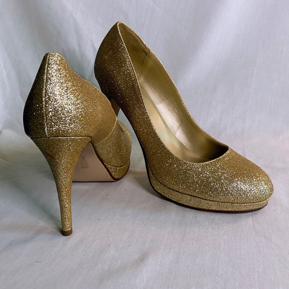 Gold Glitter Heels Size 9